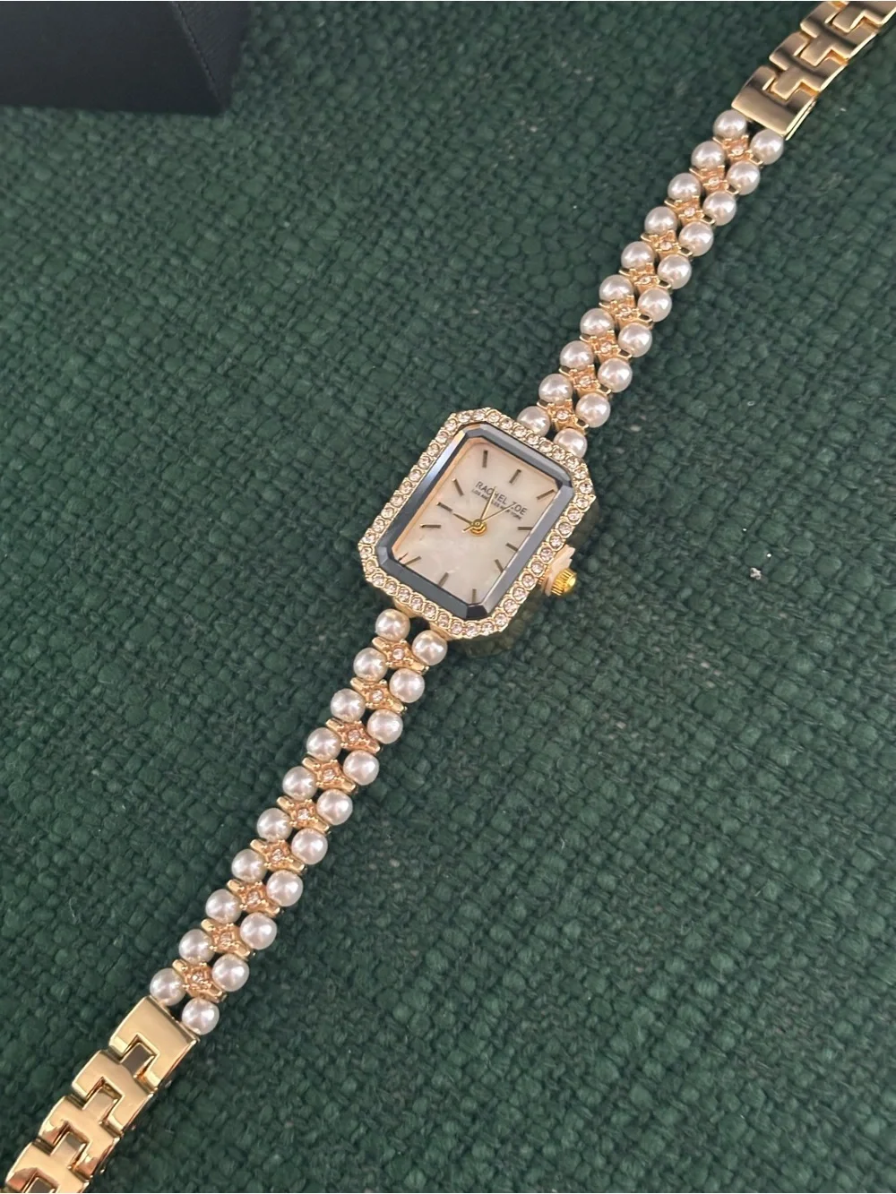 Rachel Zoe Gold Tone Pearl Crystal Women's Bracelet Watch